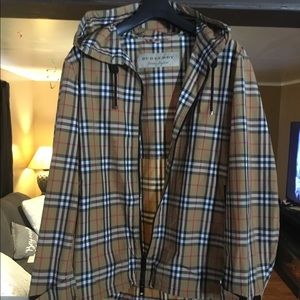 Burberry original print light weight jacket size 56 with matching hat.